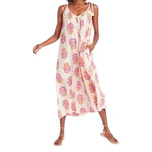 Old Navy Tie Shoulder Swing Style Cotton Gauzey Midi Dress Size Medium